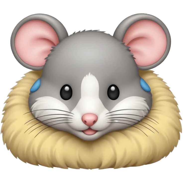 Toy mouse, laying down, gray emoji