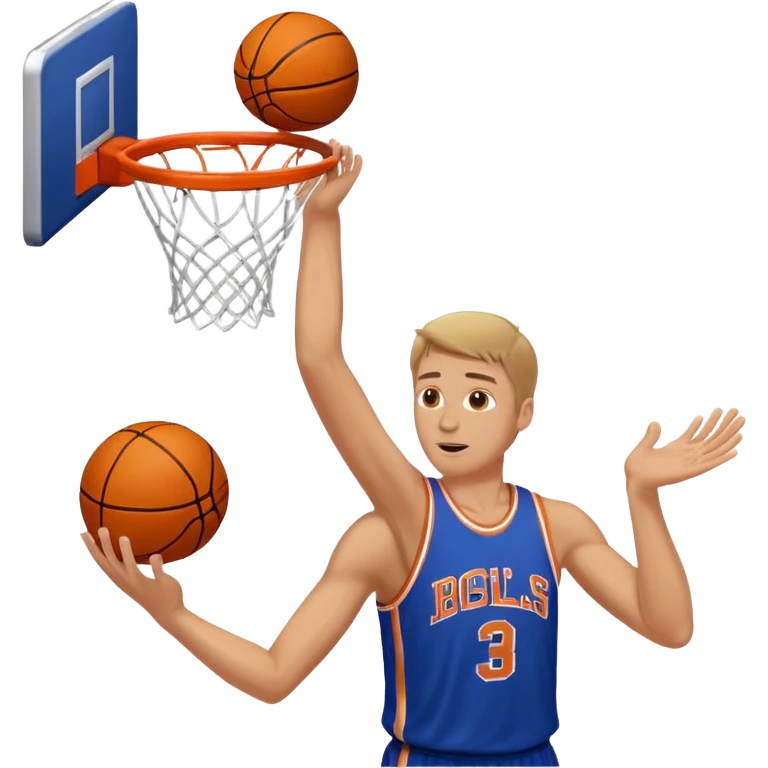 A white man with a basketball, doing a layup emoji