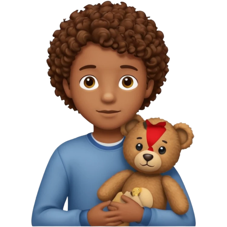 curly hair boy with bear  emoji