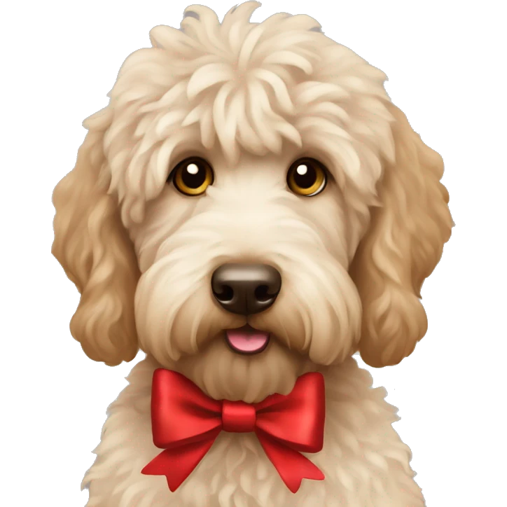 Labradoodle with xmasbow emoji
