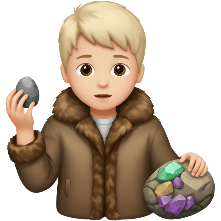 a kid wearing fur clothing, playing stone



















 emoji