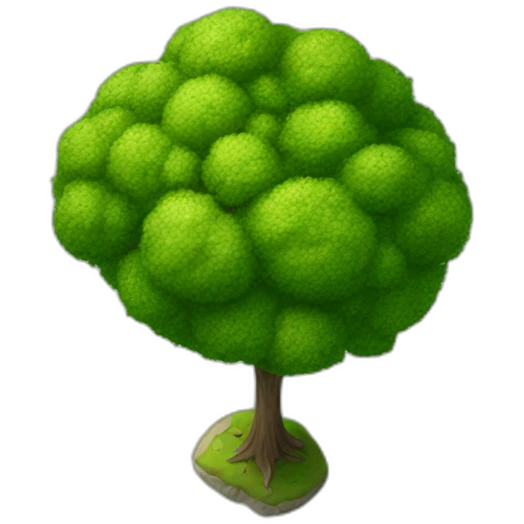 Tree as seen from the sky, looked down from the top, simplified and photorrealistic emoji