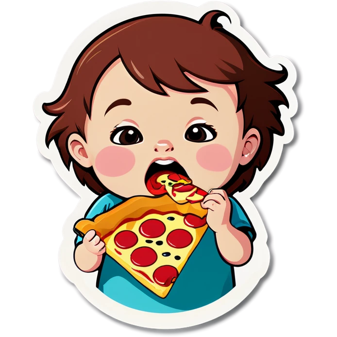 Baby eating pizza emoji