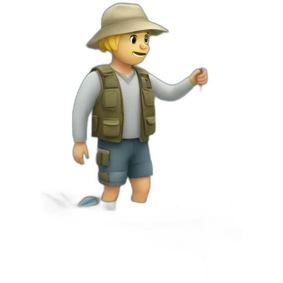 white fishing full body and lake must be shown emoji