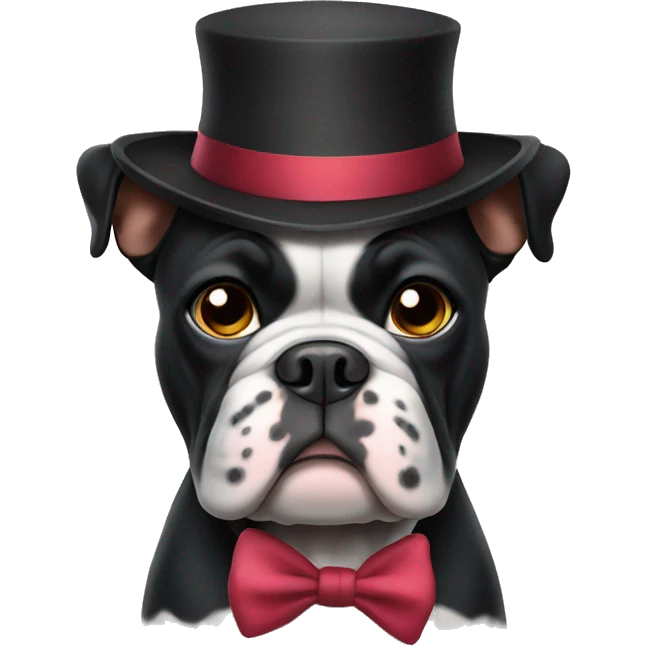 black bulldog with hat emoji
