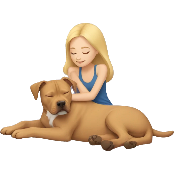 blonde girl sleeping with a light brown pitbull  emoji
