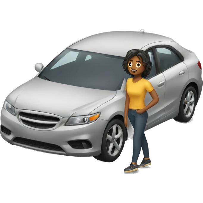 A girl standing car moving emoji
