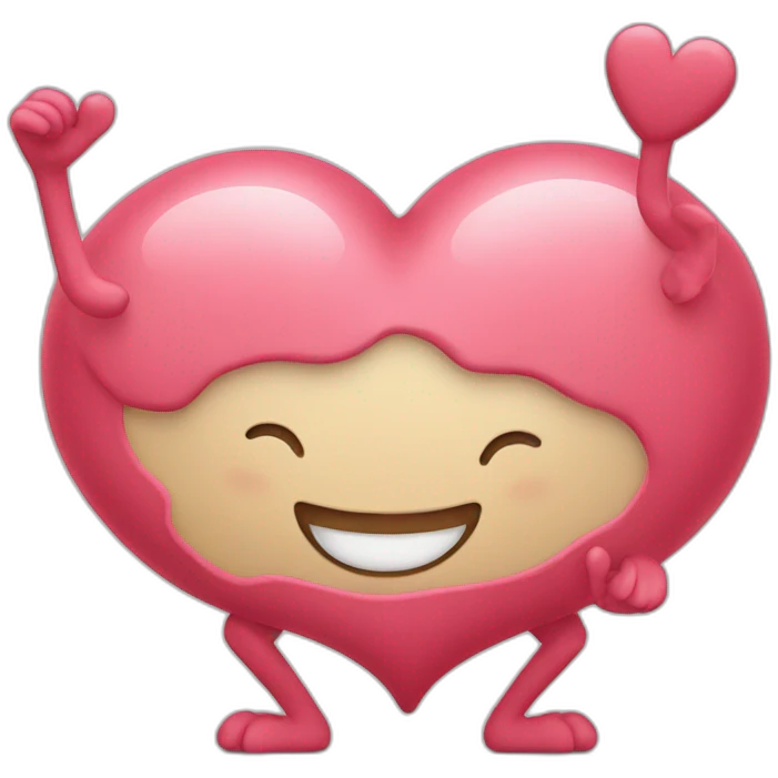 Heart with a sweet face with arms and legs coming out of it emoji
