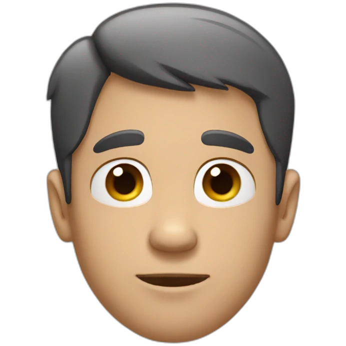 Man face, white, long black bear, short hair emoji