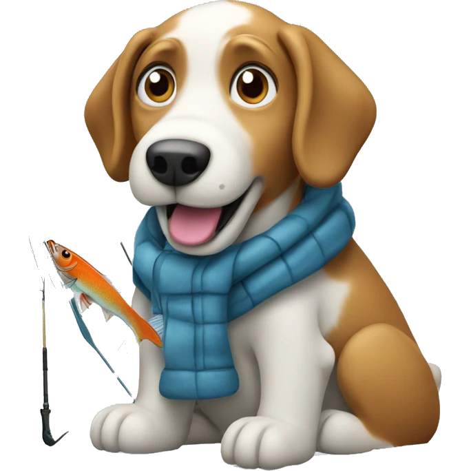 A dog ice fishing emoji