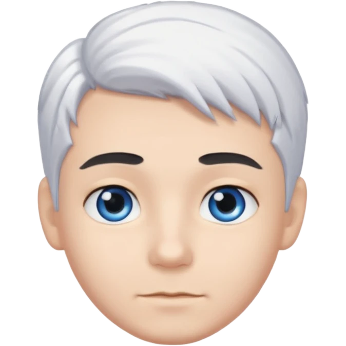 pure white hair,black eyebrows,cuteBoy,  emoji