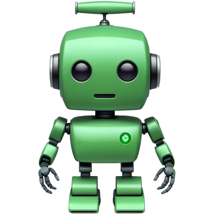 Un proyecto de gestion de residuos electronicos - la mascotas es un robot simpatico color verde emoji