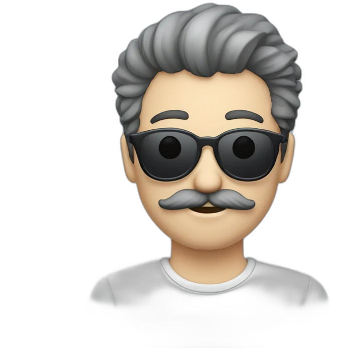 Hombre pelo gris liso bigote gris gafas azul oscuro  emoji