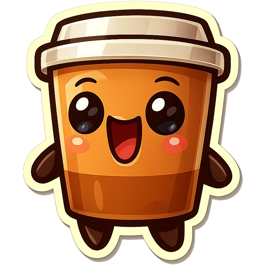 Tall coffee cup, wild, over the top, excited, big eyes, big mouth emoji