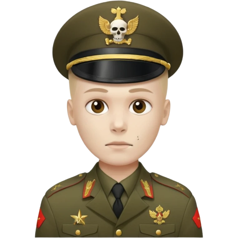 generate a realistic Russian soldier, but with a bare skull instead of a head emoji