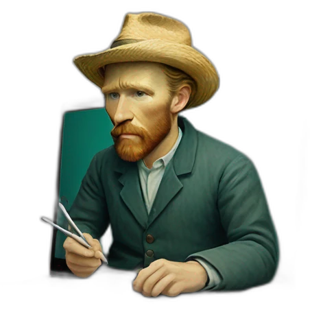 Vincent van Gogh working on a macbook emoji