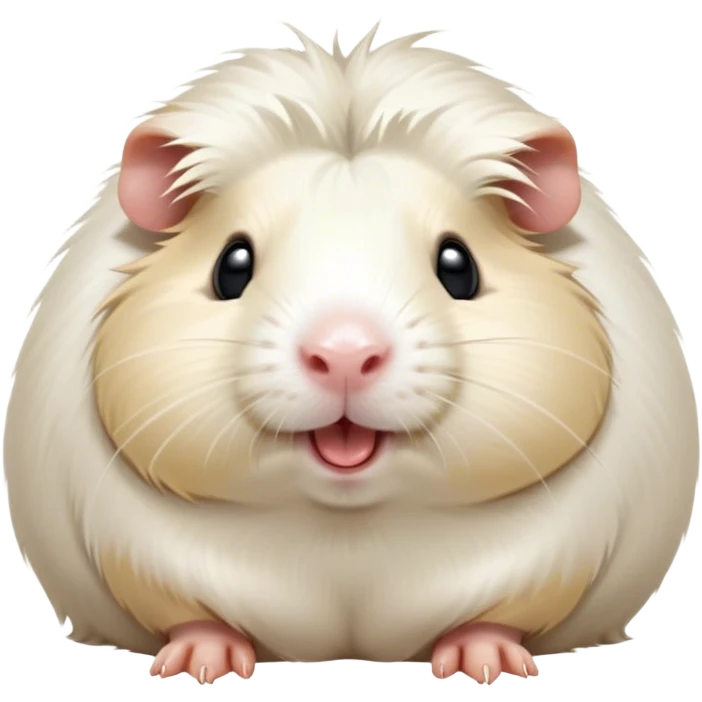Cinematic Cute Yawning White Guinea Pig Portrait Emoji, Head tilted slightly with a dramatic, wide-open yawn, revealing a soft, downy white fur with tiny drooping ears, round dark eyes barely open in drowsy contentment, Simplified yet irresistibly adorable features, highly detailed, glowing with a soft, cozy glow, high shine, relaxed yet expressive, stylized with a touch of whimsy, bright and endearing, soft glowing outline, capturing the essence of a sleepy yet affectionate guinea pig, so drowsy it feels like it could stretch right out of the screen and curl up for a nap! emoji