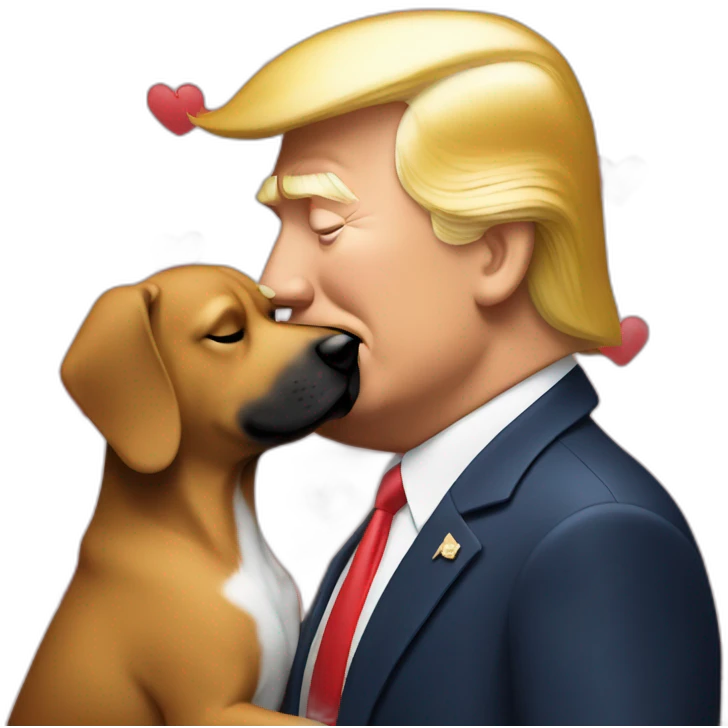 trump kissing a dog emoji