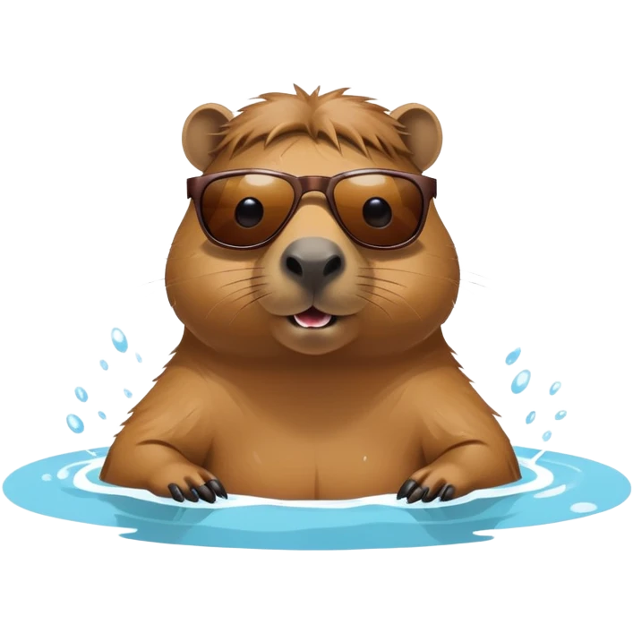 Capybara in a pool wearing sunglasses emoji