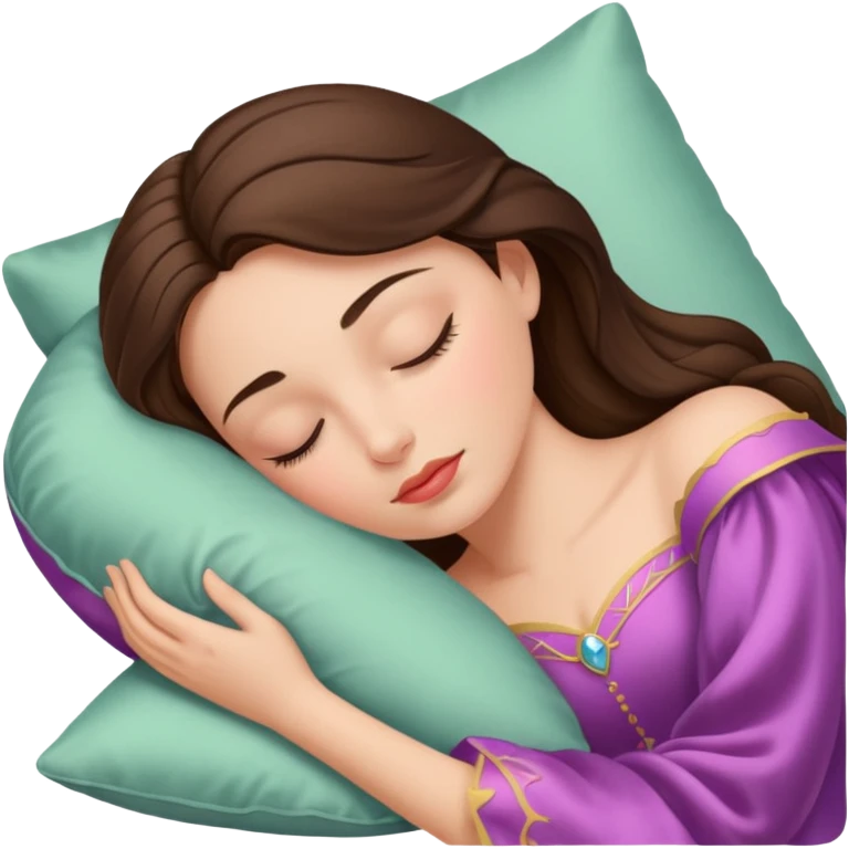 sleeping beauty brunette white girl with a silk pillow emoji