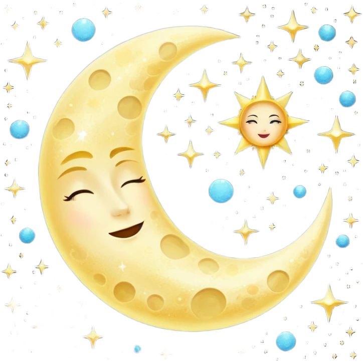 Glitter cian moon emoji