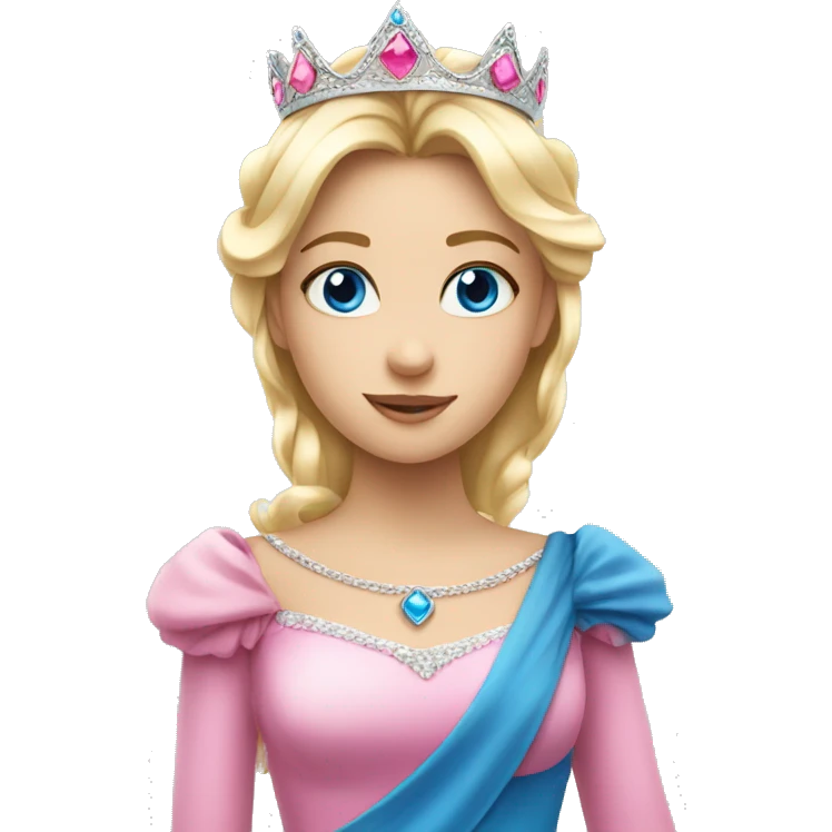 blonde princess with blue eyes with pink princess crown emoji