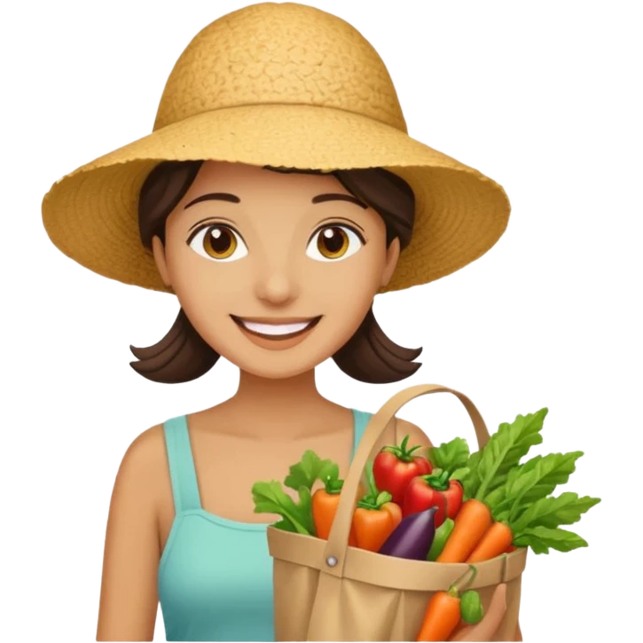 Shopper with veggie tote,Farmers’ Market. emoji