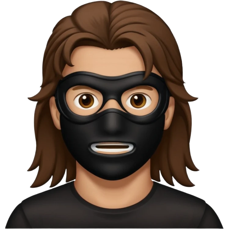 A guy with a brown mullet and a black mask over his mouth and nose emoji