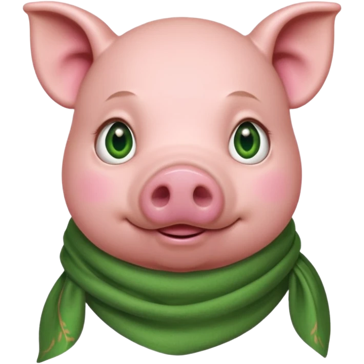 Pig with a green scarf and hazel eyes emoji