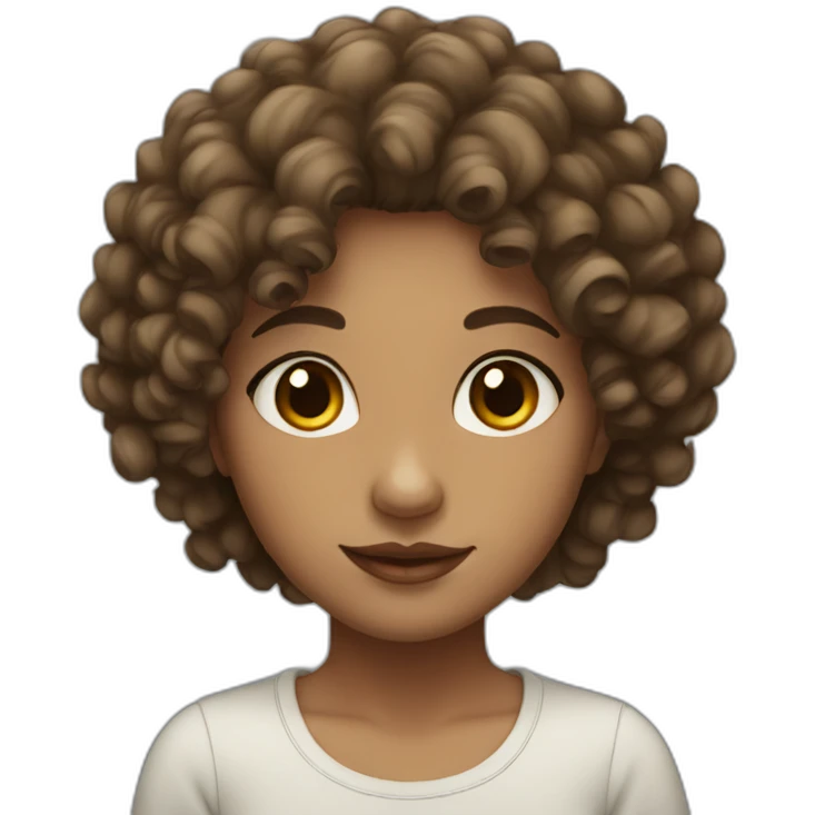 Girl with curly hair, short brown eyes, thick lips  emoji