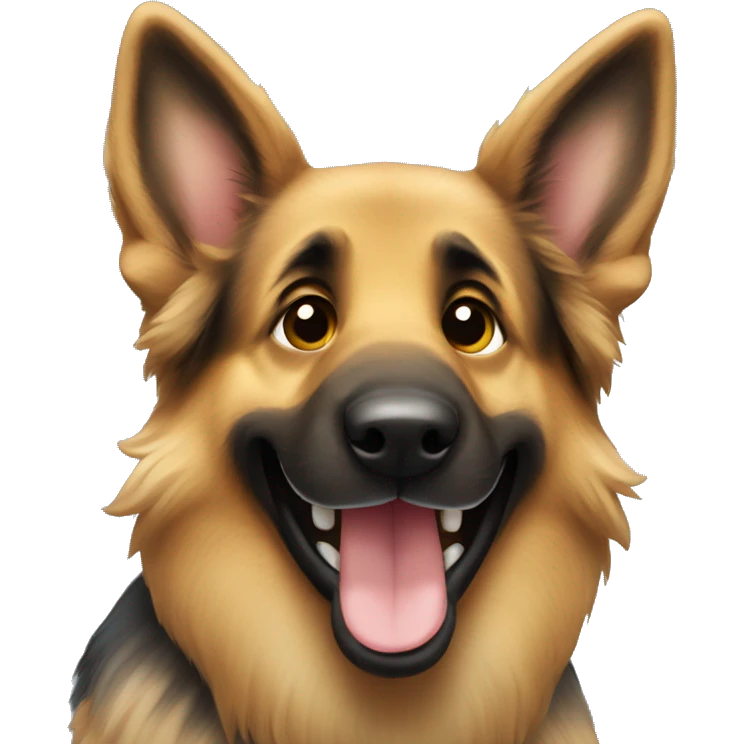 Long hair German shepherd smiling emoji