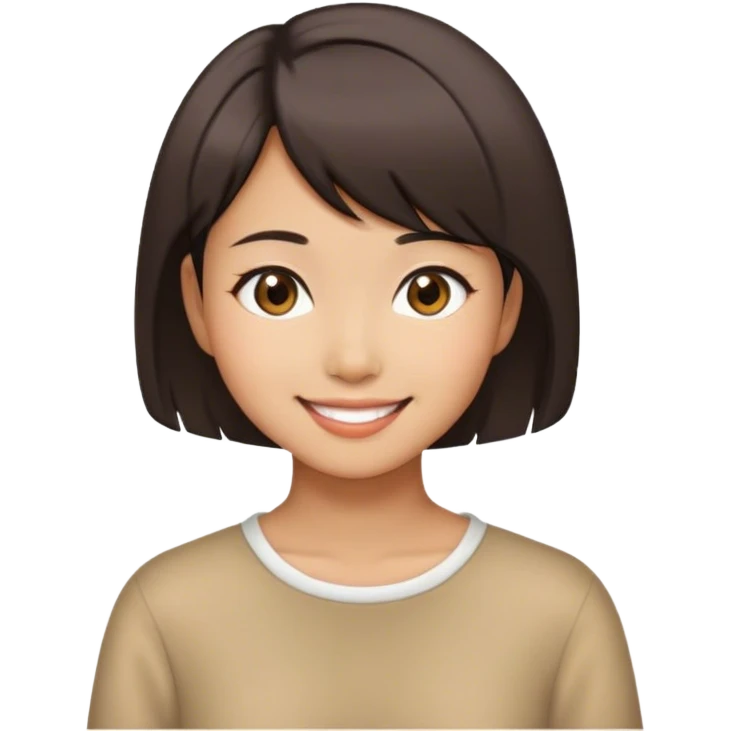 short hair Taiwanese girl smile  emoji
