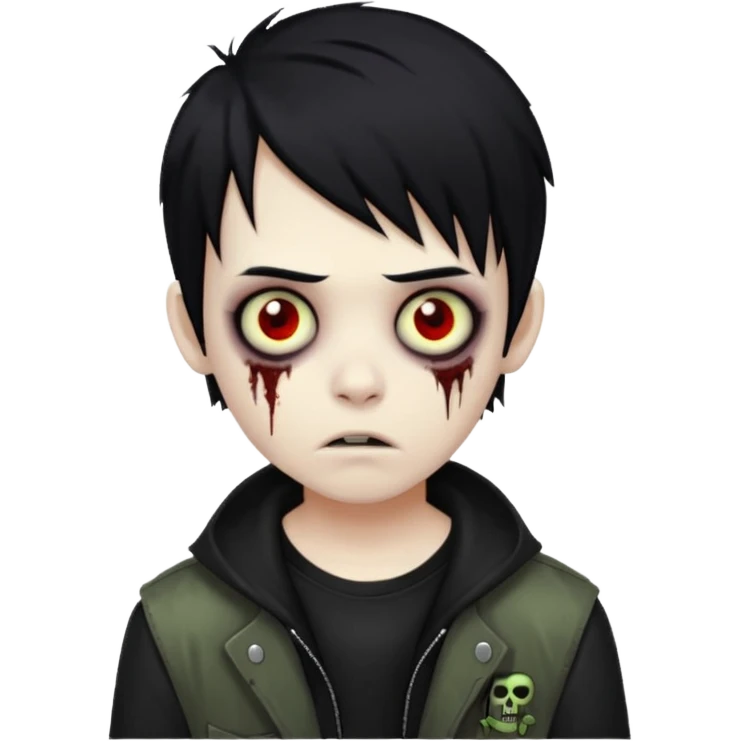 boy zombie with black hair emo emoji