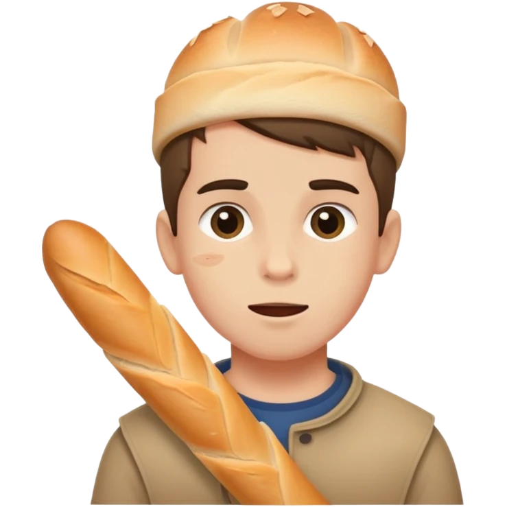 boy getting hit on the head with a baguette emoji