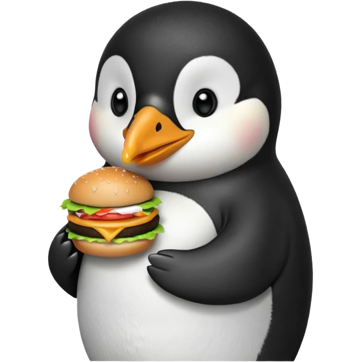 pinguino che mangia McDonald's  emoji