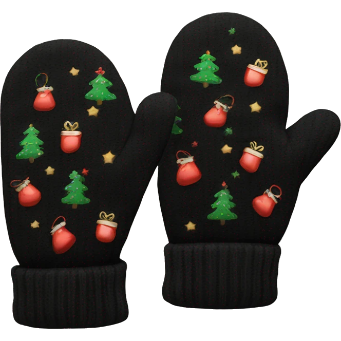 black color Christmas mittens  emoji