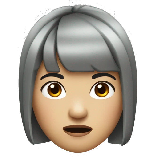 asian woman who looks like a chipmunk with short black hair and bangs looking angry emoji