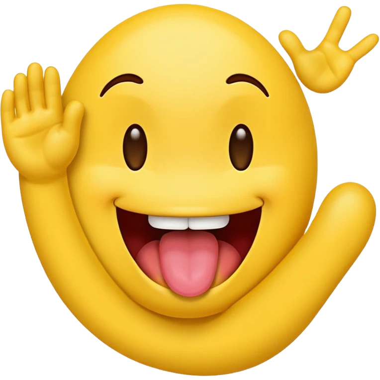 Tongue sticking out smiling emoji with hands and feet on the screen  emoji