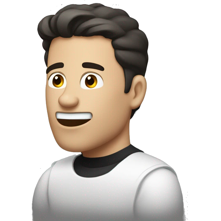 Dark haired white Man sending reaction gifs on his computer  emoji