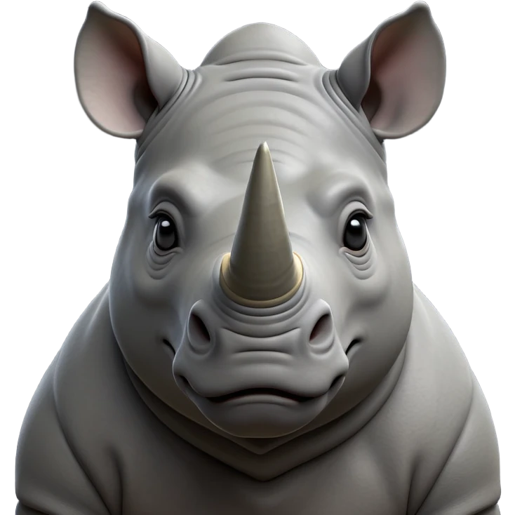 cinematic-noble-rhinoceros-portrait-emoji,-poised,-with-a-massive,-powerful-build-and-a-thick,-hide-of-slate-gray,-deep-set-soulful-piercing-eyes,-simplified-yet-sharp-and-sophisticated-features,-highly-detailed, with large black eyes, szoomed out showing houlders emoji