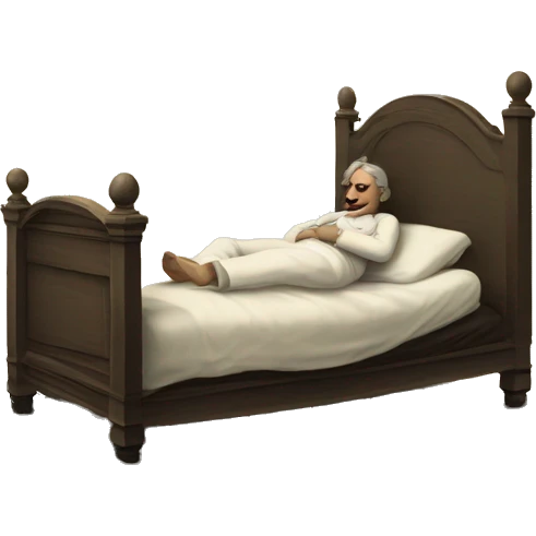 A sick man on a bed in 1870 emoji