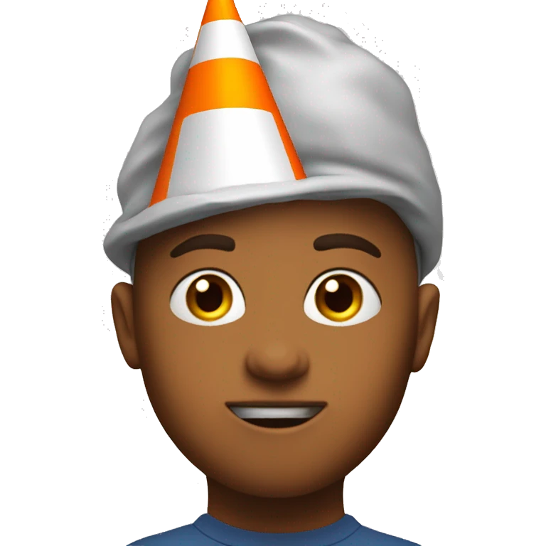 dumb kid with trafic cone on head emoji
