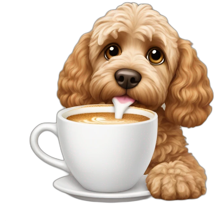 Cockapoo drinking cappuccino emoji