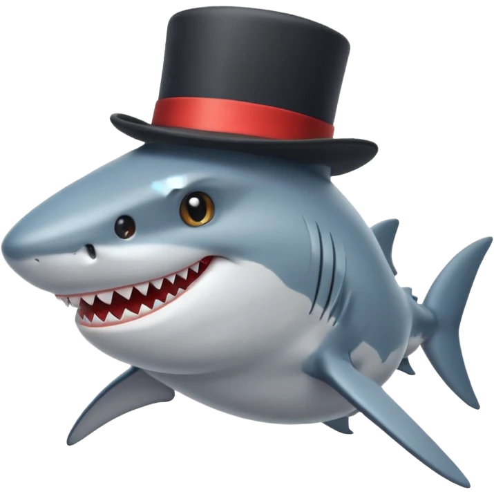 Shark with a top hat emoji