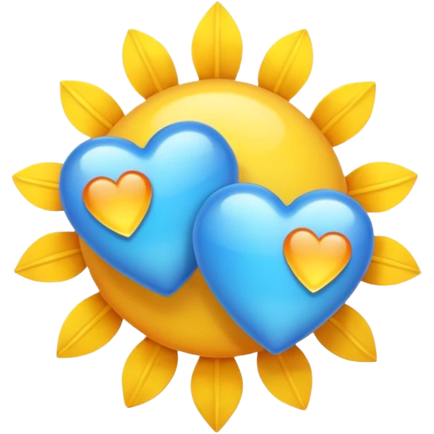 blue hearts with sun emoji