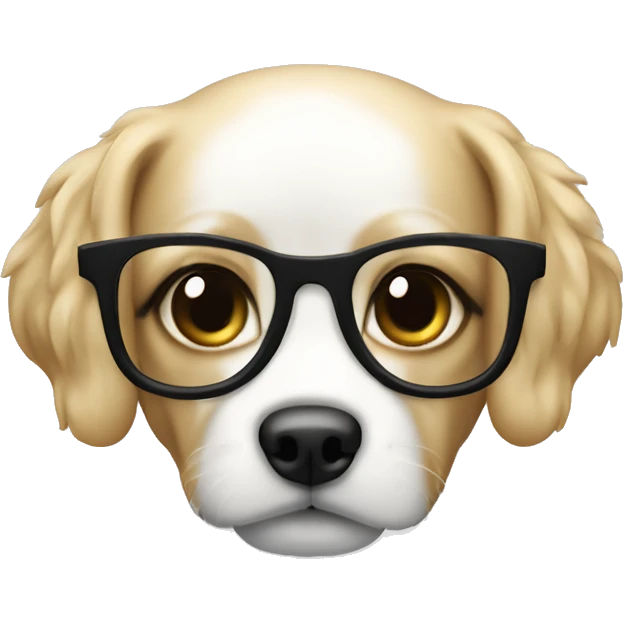 perro ondulado blanco con chica con lentes emoji