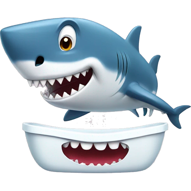 Shark brushing his teeth emoji