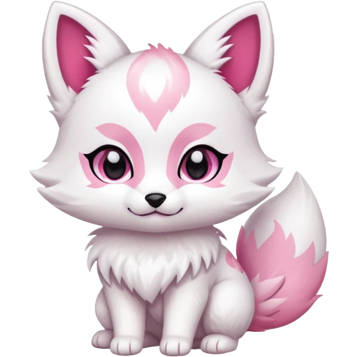 white with pink marks Chibi baby cute kitsune   emoji
