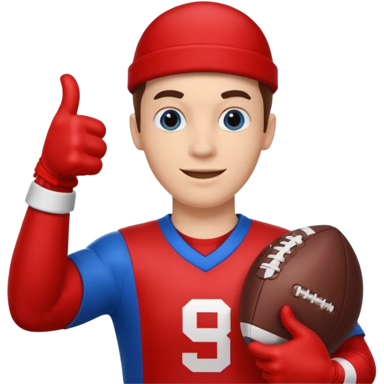 #1 glove thumbs up football fanin blue (#00A3E0) and red (#F9423A)  emoji