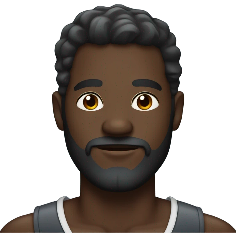 Handsome deep dark skin man with beard and fade emoji